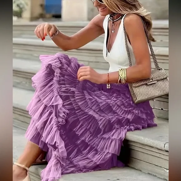 Tulle tiered maxi skirt - Picture 4 of 12